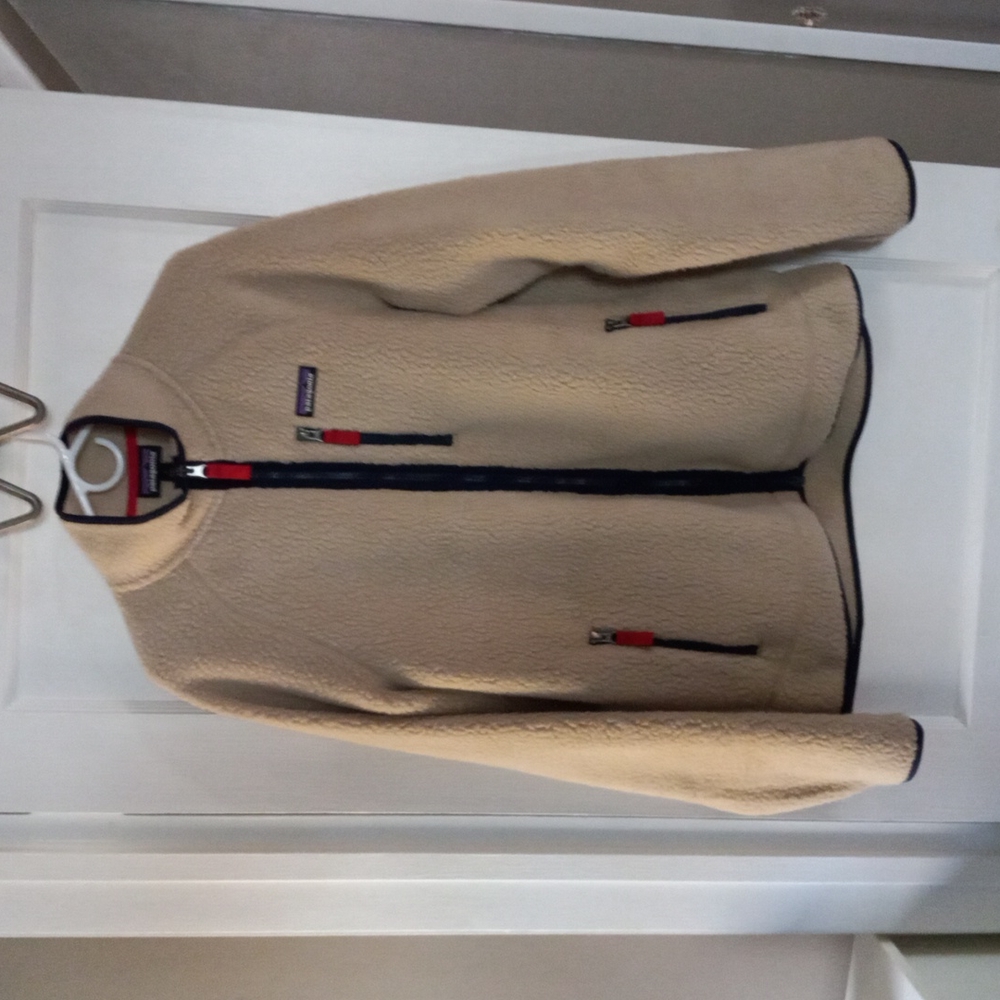 Patagonia Beige Performance Fleece Jacket with Black Trim